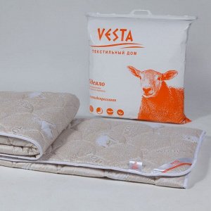 Одеяло облегченное 140х205 см, шерсть мериноса, ткань глосс-сатин, п/э 100%