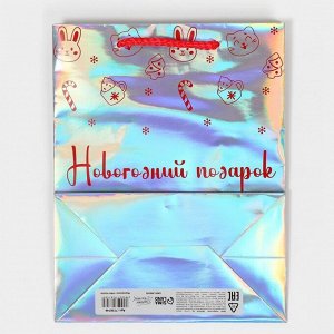 Пакет голографический  «Подарок для тебя», 18 х 23 х 10 см