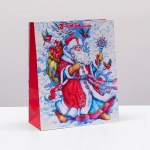 Пакет подарочный "Дедушка Мороз", 26 х 32 х 12 см