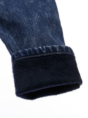Брюки текстильные джинсовые утепленные флисом для девочек