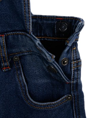 Полукомбинезон текстильный джинсовый утепленный флисом для мальчиков
