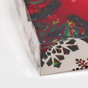 Коробка для кондитерских изделий с PVC крышкой «Яркого праздника», 21 x 21 x 3 см