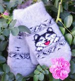 Детские варежки из натуральной шерсти (длина 17-18 см)