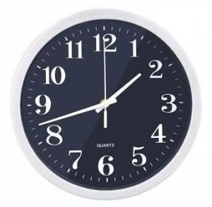 Perfeo Настенные часы "PF-WC-003", круглые д. 30 см, белый корпус / чёрный циферблат