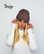 Вязаная шапка «Жаклин» (т.коричневый)