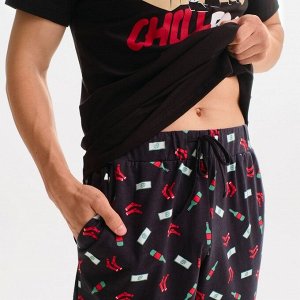 Пижама новогодняя мужская KAFTAN "Chill bro", цвет чёрный