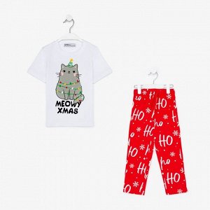 Пижама новогодняя детская KAFTAN "MEOWY XMAS" размер30 (98-104)