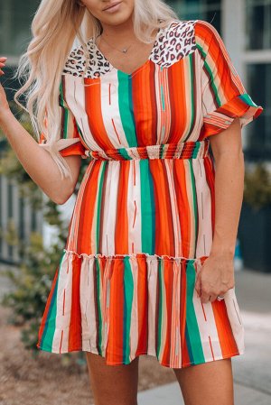 VitoRicci Разноцветное полосатое платье с узором серапе и леопардовым принтом