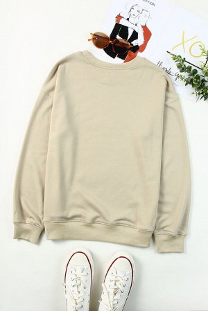 Бежевый однотонный пуловер-свитшот