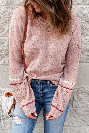 VitoRicci Розовый вязаный свитер с узором на рукавах
