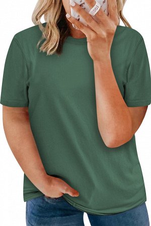Зеленая однотонная футболка плюс сайз