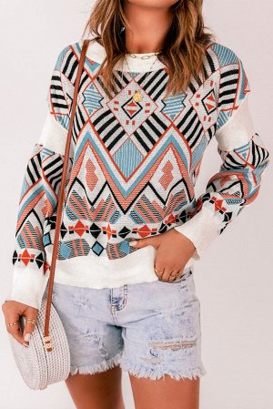 Цветной свитер с геометрическим принтом