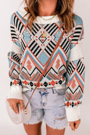 Цветной свитер с геометрическим принтом