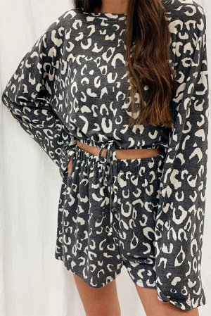 Темно-серая леопардовая пижама