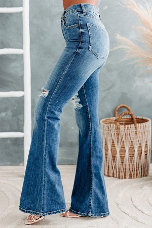 High Rise Distressed Flare Jeans