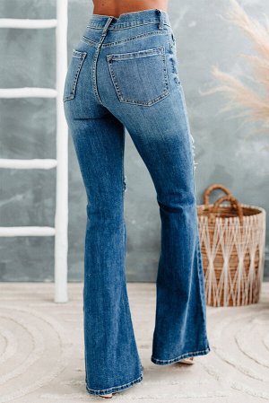 High Rise Distressed Flare Jeans