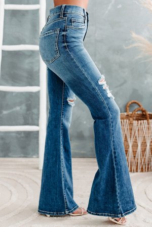 High Rise Distressed Flare Jeans