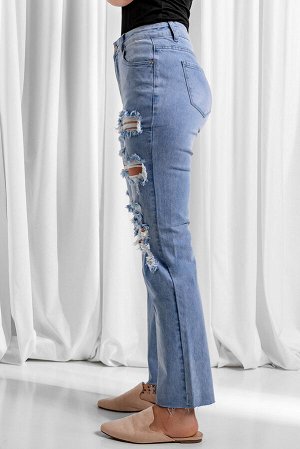 Sky Blue Medium Wash Ripped Boyfriend Jeans