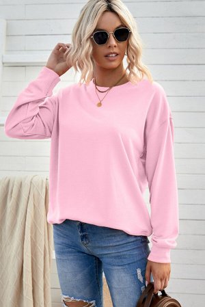 Розовый однотонный пуловер-свитшот