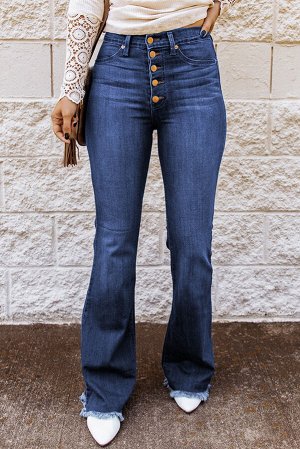 Tassel Button-fly High Waist Flare Jeans