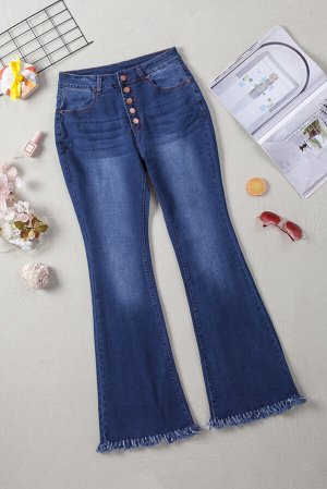 Tassel Button-fly High Waist Flare Jeans