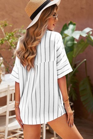 White Pocketed Striped Shirt