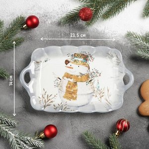 Блюдо сервировочное Доляна «Рождественский снеговик», 23,5?14?4 см