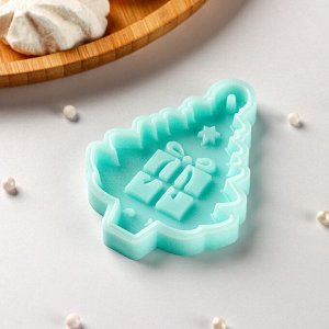 Силиконовый молд «Ёлочка с подарками», 8x5,8x0,8 см, бирюзовый