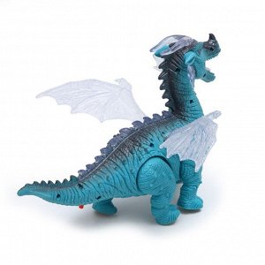 Динозавр «Дракон», работает от батареек, световые и звуковые эффекты, цвет голубой