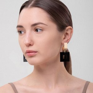 Серьги ассорти «Азелия» квадрат, цвет чёрный в золоте