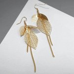 Серьги висячие &quot;Листья&quot; осень, цвет золото
