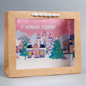 Пакет крафтовый с пластиковым окном Fairytale, 31 х 26 х 11 см