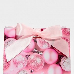 Пакет подарочный с лентой «Розовые шары», 13 ? 19 ? 9 см