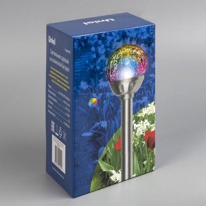 Садовый светильник Uniel «Сфера» на солнечной батарее, 7 ? 36 ? 7 см, свечение мульти (RGB)