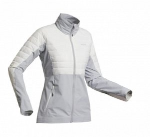 Куртка (слой 2) лыжная для фрирайда женская бело-серая FR 900 LIGHT