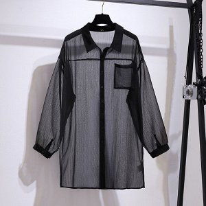 Женская прозрачная блузка, цвет черный