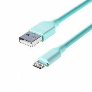 FORZA Кабель для зарядки Лето iP, 1м, 2А, прорезиненный, 4 цвета, пакет