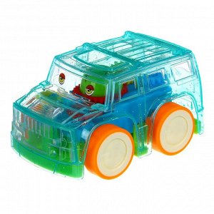 ИГРОЛЕНД Машинка с шестеренками, пластик, 2хAG3, свет, 11х6см, 4 дизайна
