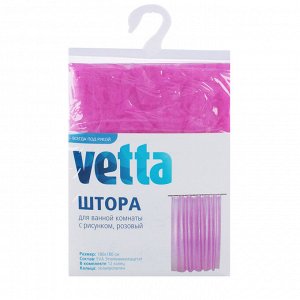 VETTA Шторка для ванной, ЭВА, 80 г/м2, 180x180см, 12 колец, с рисунком цветов, 2 дизайна