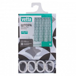 VETTA Шторка для ванной, с утяжелителем, полиэстер, 90 г/м2, 180x180см, "Геометрия ", 4 дизайна
