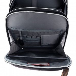 Рюкзак школьный deVENTE Tiger + часы, 38 х 28 х 16 см, эргономичная спинка, чёрный