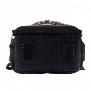 Рюкзак школьный deVENTE Tiger + часы, 38 х 28 х 16 см, эргономичная спинка, чёрный