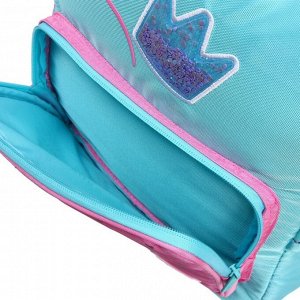 Рюкзак школьный Kite Education Charming Crown, 38 х 27 х 13 см, эргономичная спинка, бирюзовый, розовый