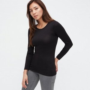 UNIQLO Heattech - нательный лонгслив с круглым вырезом - черный