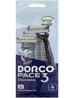DORCO Станок для бритья одноразовый PACE 3, 3 лезвия, плав. головка, увл. полоса (4 шт) # §  new