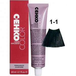 Краска для волос 1/1 Сине-черный перманентная крем краска для седых волос 60 мл C:EHKO Color Explosion
