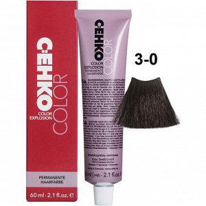 Краска для волос 3/0 Темно-коричневый перманентная крем краска для седых волос 60 мл C:EHKO Color Explosion
