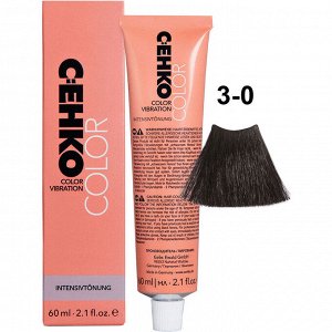 Краска для волос без аммиака тонирующая 3/0 Темно-коричневый 60 мл C:EHKO Color Vibration