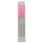 Свечи Металлик Pink &amp; Silver 15см с держателями 12шт