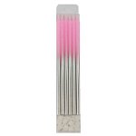 Свечи Металлик Pink &amp; Silver 15см с держателями 12шт